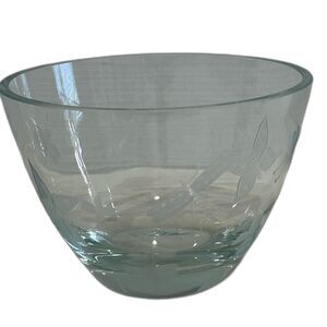 Clear Glass Bowl Etched Dragonfly, Butterflies and Bumblebees.